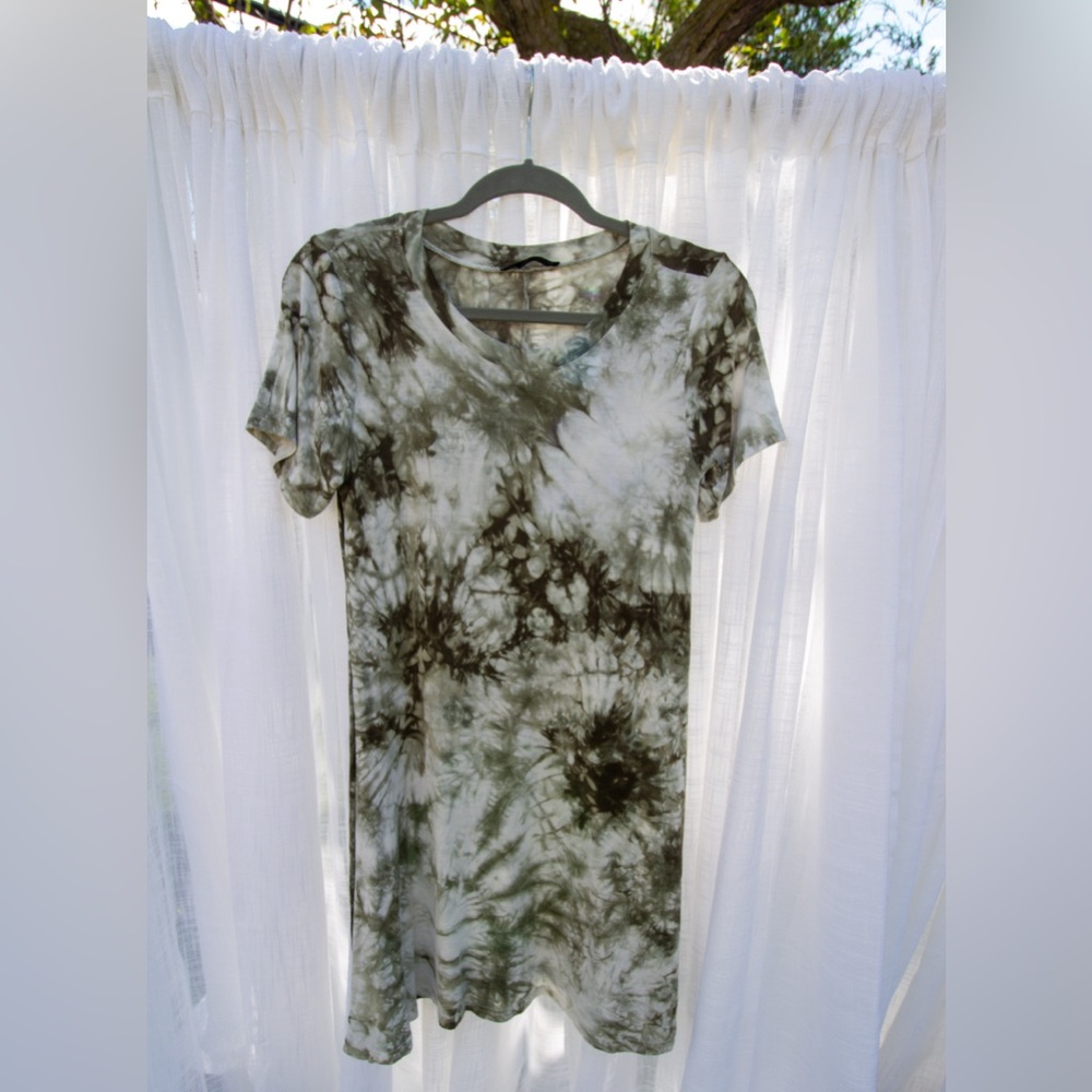 Olive Green Tie Dye Swing/T-shirt Dress - Small
